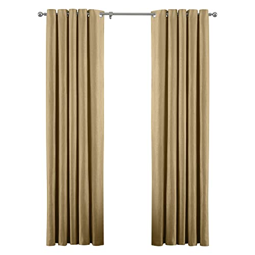"Riva Paoletti Atlantic Ringtop Eyelet Curtains (Pair) - Ochre Yellow - Woven Twill Fabric - Ready Made - 100% Polyester - 229cm width x 137cm drop (90"" x 54"" inches) - Designed in the UK"