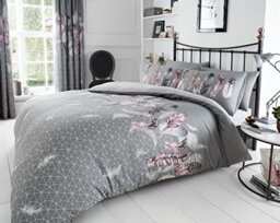 Gaveno Cavailia Feathers Luxurious Bed Set with Duvet Cover and Pillow Cases, Polyester-Cotton, Double - Grey