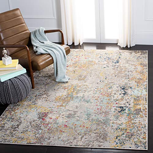 SAFAVIEH Modern Rug for Living Room, Dining Room, Bedroom - Madison Collection, Short Pile, in Grey and Gold, 122 X 183 cm