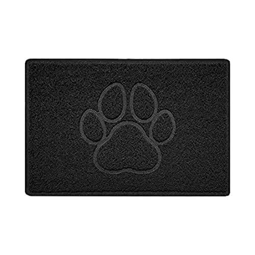 Nicoman Paw Embossed Shape Outdoor Only Dirt-Trapper Door Mat Washable Barrier Heavy Duty Doormat - (Drainage Open-Back, Small, Black, 60 x 40cm)