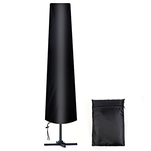 AiQInu Umbrella Cover for Ø300 cm, 210D Oxford Fabric Black Beach Umbrella Cover with Storage Bag, Weatherproof, UV Resistant, Snow-Resistant