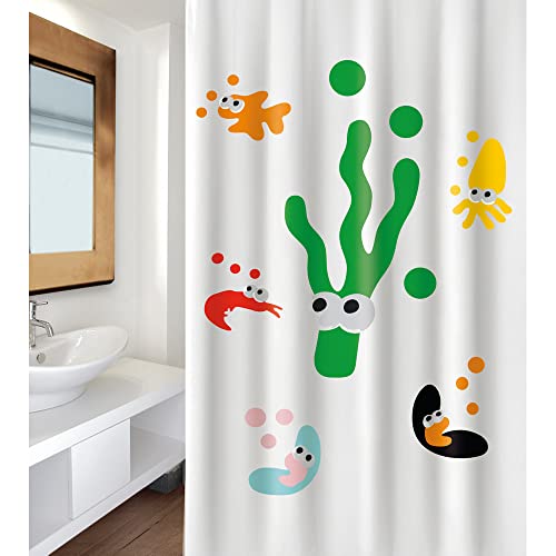 MSV Sealife Polyester Shower Curtain 180 x 200 cm