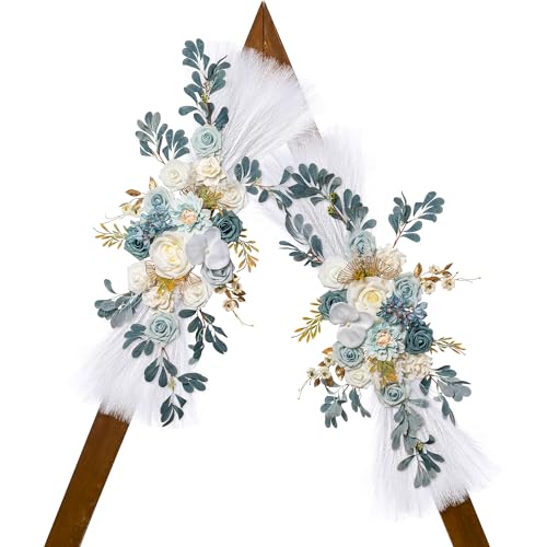 Lisuun Wedding Arch Flowers, Artificial Flowers for Decoration, Large Flower Swag for Boho Styles Wedding Ceremony Floral Decor - Pack of 2