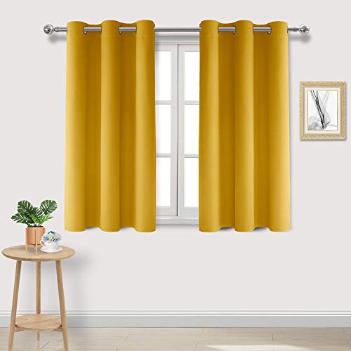 DWCN Yellow Blackout Curtains for Bedroom, Thermal Room Darkening Curtains for Living Room - W38 x L54 Inch Length, Set of 2
