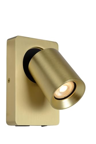 LUCIDE Nigel - Bedside lamp/Wall Light - LED Dim to Warm - GU10 (MR16) - 1x5W 2200K/3000K - with USB Charging Point - Matt Gold/Brass