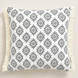 ROOM99 Amalfi 40 x 40 cm Decorative Cushion Cover Throw Cushion Cover Aesthetic Modern Bedroom Living Room Cotton with Fringes Decor White