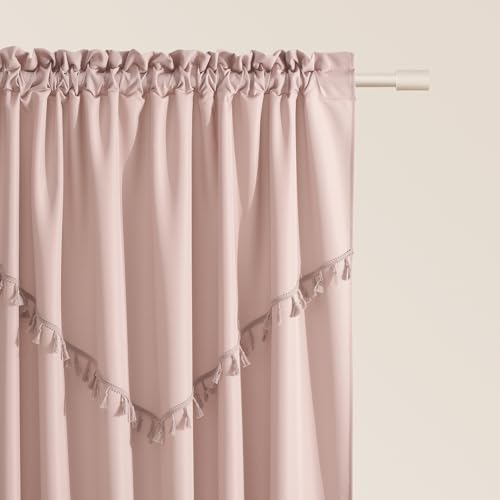 ROOM99 Chloe Curtain with Ruffle Tape, 140 x 250 cm, Width x Height Sliding Curtains, Modern Curtain, Living Room, Bedroom, Powder Pink, Pack of 1