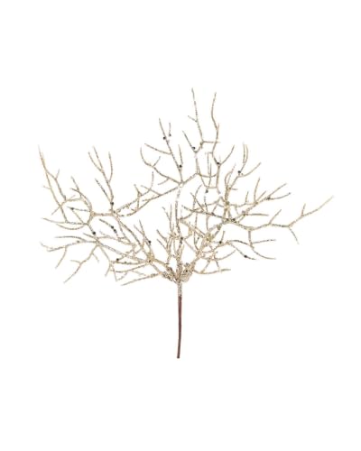 WeRChristmas Latte Glitter Coral Christmas Tree Pick, 27cm - 27cm latte glitter coral pick with fine branching design for adding sparkle, texture and gentle height to festive displays