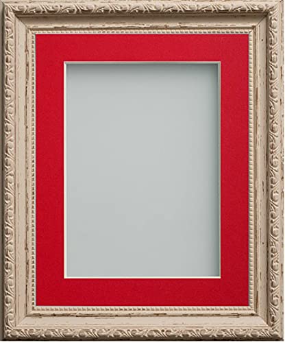 Frame Company Brompton Vintage Cream A3 Photo Frame with Red Mount for A4