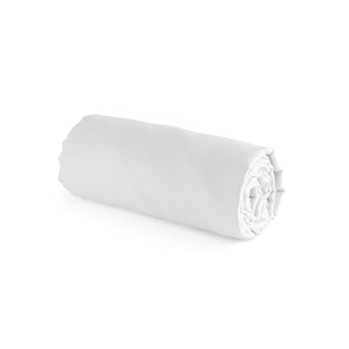 Pure Cotton - 100% Cotton Satin Fitted Sheet - Elegant and Soft Bed Linen - Standard 100 by Oeko-TEX - Washable at 40°C - 60 x 120 x 14 cm - Plain White