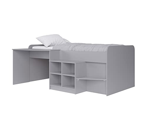 Pilot Single Cabin Storage Bed, Desk, Bookcase, Grey