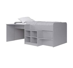 Pilot Single Cabin Storage Bed, Desk, Bookcase, Grey