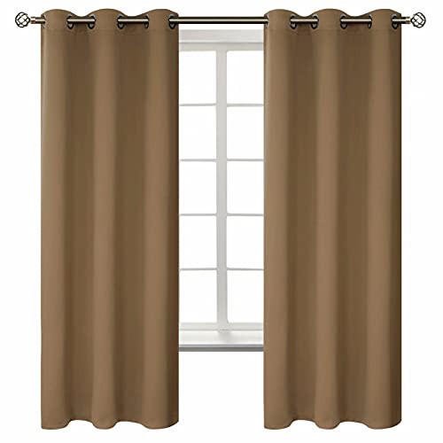 BGment Blackout Curtains for Living Room - Grommet Thermal Insulated Room Darkening Curtains for Bedroom, 2 Panels of 42 x 63 Inch, Taupe