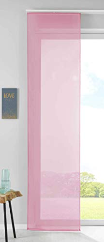 Gardinenbox 85589N Sliding Curtain Panel Curtain Voile H x W 245 x 60 cm Pink Complete with Panel Carrier Weight Bar