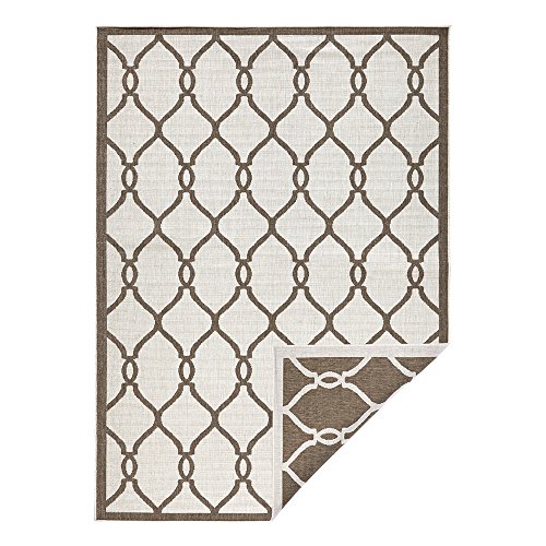 NORTHRUGS Rimini Indoor and Outdoor Rug 120 x 170 cm - Reversible Rug Weatherproof Modern Graphic Pattern for Balcony Patio Garden Conservatory Kitchen Living Room Rug Waterproof in Brown Cream