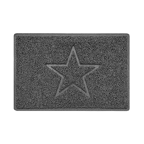 Nicoman Star Embossed Shape Door Mat Dirt Trapper PVC Spaghetti Mat Washable Quick Drying Barrier Doormat-Dark Grey (Watertight Rubber-Back)-Small (60x40cm)