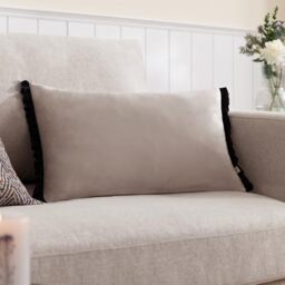 furn. Wylder Tilly Velvet Feather Rich Cushion - Lace/Black - 30x50cm