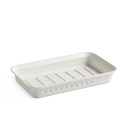 TATAY Bohol Bathroom Soap Dish, 100% Recycled Plastic, 14 x 8.5 x 2 cm - BPA Free - PP Material - Useful Bathroom Format - Everyday Bathroom Use - Easy Surface Cleaning - Simple Care Routine, White