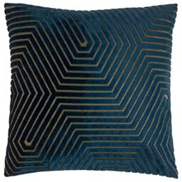 Paoletti Evoke Velvet Polyester Filled Cushion – Luxurious Chevron Pattern Decorative Square Pillow With Filling (Navy - 45x45cm)