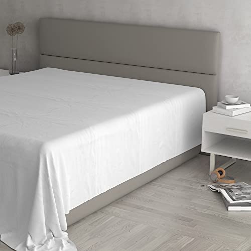 MAX COLOR Top Sheet, 100% Cotton, Plain, White, Maxi Double 270 x 300 cm