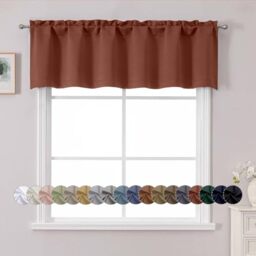 "Chyhomenyc White Valance for Window, Blackout Small Kitchen Curtain for Bedroom/Living Room, Rod Pocket Privacy Short Window Treatment Valance RV Bunk Panels, 60"" Wx14 L"