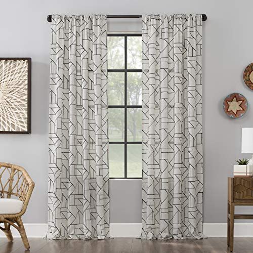"Archaeo Natural Blend Curtain, Black/Linen, 50"" W x 84"" L (Pack of 1)"