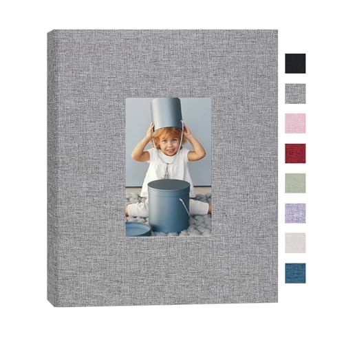 Cherrich Photo Album 8x10 Linen Picture Book 26-Page Album Holds 52 Photos Art Presentation Folder for Picture or Certificates Storage Grey
