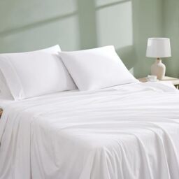 Linen Closet Organic Cotton Arctic White Queen Sheet Set 4 Piece Set