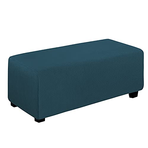 Easy-Going Stretch X-Large Rectangle Ottoman Cover Deep Teal - Folding Storage Footstool Furniture Protector Soft slipcover with Elastic Bottom