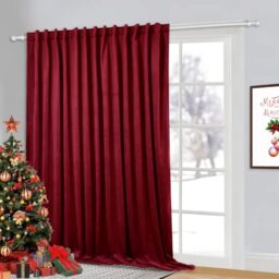 StangH Red Decorative Velvet Curtain Heat& Cold Blocking Backdrop for Living Room, Extra Wide Blackout Curtain with Back Tab for Patio Door Elegant Panel Soundproof for Bedroom, W100 x L102, 1 Panel