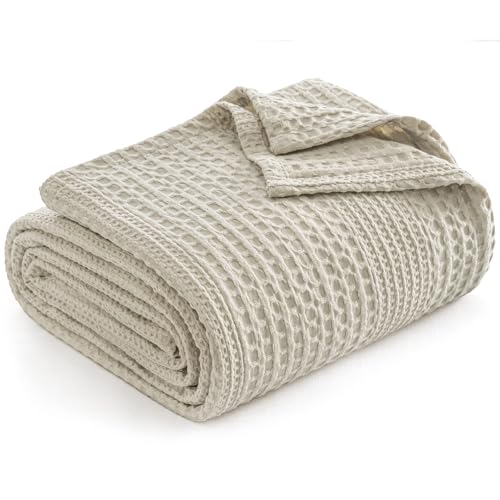 "PHF Lightweight Waffle Weave Blanket King Size, Breathable & Ultra Soft, 104""x 90"" Soft & Cozy Thin Blanket for Spring & Summer & Hot Sleepers, Bed, Home Decor - Light Taupe"