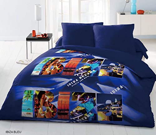 Home Passion 54374 Ibiza Blue Microfiber Luxury 3-Piece Duvet Cover 220 x 240 cm