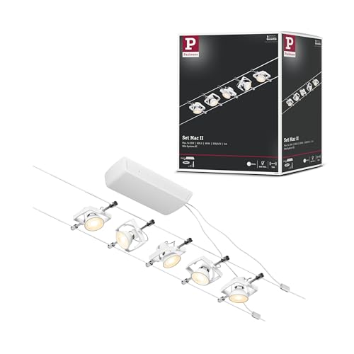 Paulmann 94432 CorDuo Lighting Set - Mac II DC, Max 5 x 10 Watt Extendable Wire Cable, Matt White Plastic GU5.3 System Without Bulbs [Energy Class A++]
