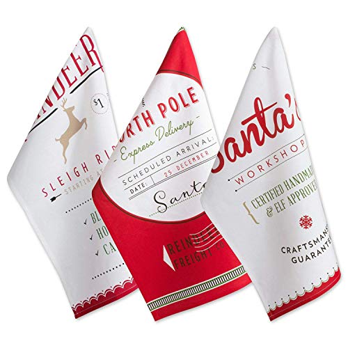 DII Cotton Christmas Holiday Dish Towels, 18x28 Set of 3, Decorative Oversized Kitchen Towels, Perfect Home and Kitchen Gift-Northpole