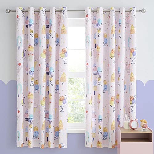 Catherine Lansfield Living Ice Cream Fundae 66x72 Inch Lined Eyelet Curtains Two Panels Pink