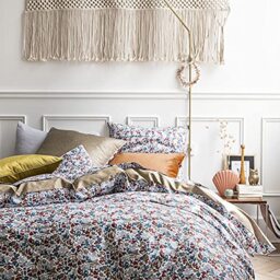 Printed Cotton Percale Duvet Cover, 200 cm x 200 cm, Pebble Illusion