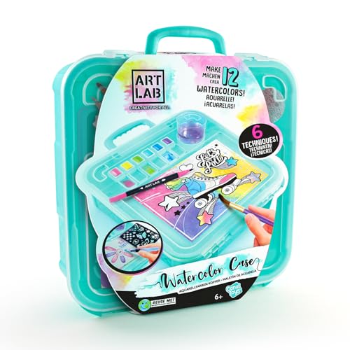 Canal Toys Art Lab Watercolour Painting Set Kids - Kids Watercolour Art Kit - 6 Watercolours - 12 Paper Sheets - 10 Art Tools - Storage Case