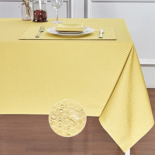 HOMEJOY Round Rectangle Table Cloth ??? Stainproof Waterproof Washable Polyester Oblong Rectangular Tablecloth, Fabric Table Cover for Kitchen Dining Dinner Table (Gold A, 60 X 104 Inch)