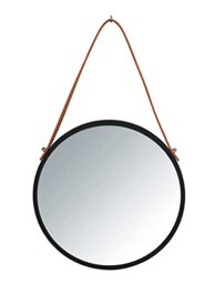 WENKO Wall Mirror Borrone Round 30 cm Decorative Mirror with Strap Iron 30 x 30 cm Black