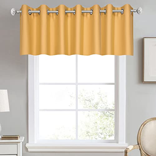 DECOVSUN Yellow Valance for Kitchen Blackout Thermal Insulated 100X18 Inches Short Curtains Drapes Grommet Valance for Bedroom/Living Room 1 Panel