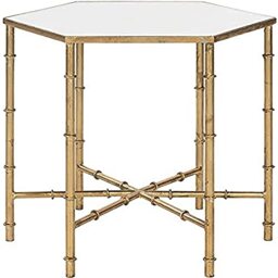 SAFAVIEH Glam Accent Table with Iron Legs, in Gold and Mirror, 44 X 51 X 43.18