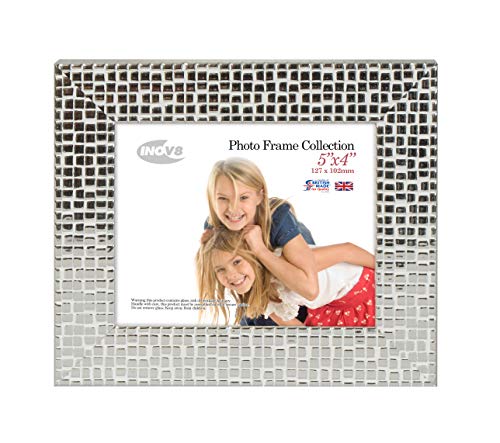"Inov8 Framing Photo Frame, Mosaic Silver Holds Picture 5x4"" (12.7cm x 10.16cm)"