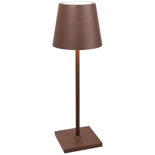Zafferano, Poldina L Desk Lamp, Portable and Rechargeable Table Lamp with Touch Controls, Suitable for Interior and Outdoor, Dimmer, 2200-3000 K, Height 49.7 cm, Corten Colour