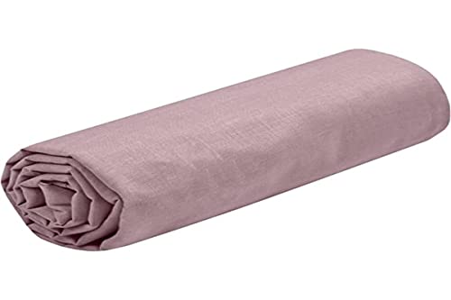 Lovely Casa - Fitted sheet - Size 90 x 190 cm - Large 30 cm - 100% Oeko-Tex certified cotton - Antique pink colour - Eden model - Bed linen for home - Soft and comfortable for a cosy nest