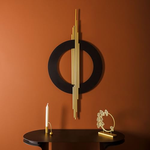 Elegant Decorative Metal Wall Accessory, Gold & Black, 49 x 98 cm, 100% Steel, 1.2 mm Thickness, Stylish Accent for Modern Home Decor