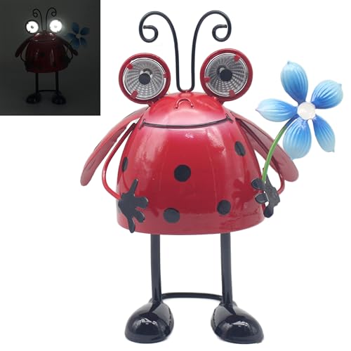 Lesser & Pavey Bright Eyes Ladybird Solar Led Outdoor Lights For Garden Decorations - Decorative & Durable Garden Leds For All Seasons - Waterproof Solar Lights For Pathways, Patios, Fences and Walls