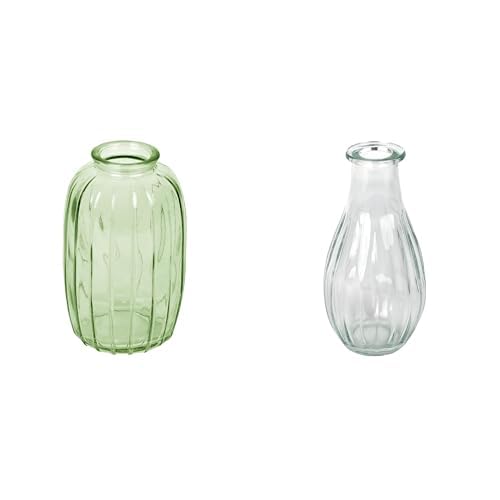 Talking Tables Green Glass Bud Vase for flowers, s & Talking Tables Clear Glass Bud Vase for flowers, s Table Decor Bundle
