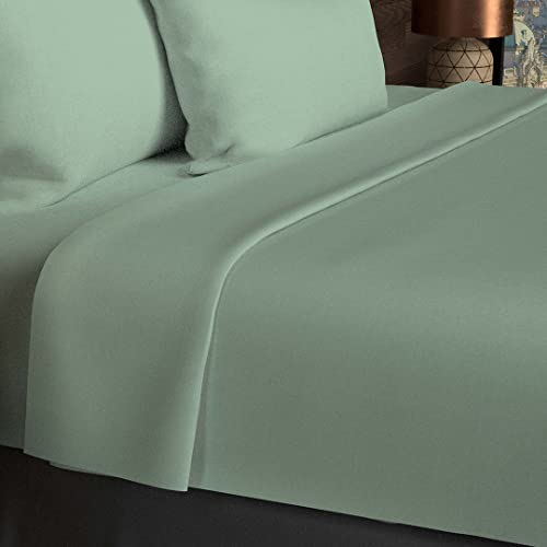 Soleil d'ocre, Flat Sheet, Cotton, 57 Threads, Sea Green, 240 x 290 cm