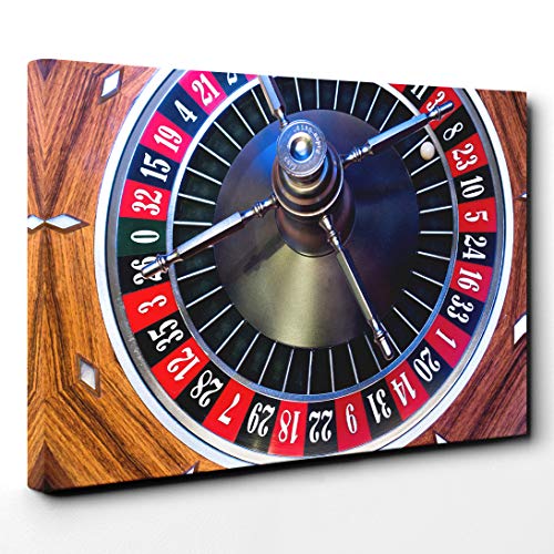 Roulette Table Black and Red Canvas Print - Gallery Wrapped 30mm Frame Wall Art - 30x20 inches - Ready to Hang - Modern Picture - Living Room Bedroom Lounge Office