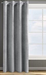 Eurofirany Design91 ROSA Soft Plain Opaque Velvet Curtain with Eyelets - 1 Unit, Fluffy Panel Drape Classic Glamour Elegant Living Room Bedroom, W55 x L98, Silver